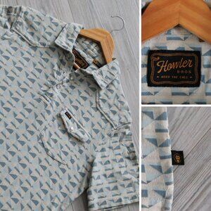 Howler Bros Ranchero Jacquard Polo Men's M Western Geometric Print Pearl Snap